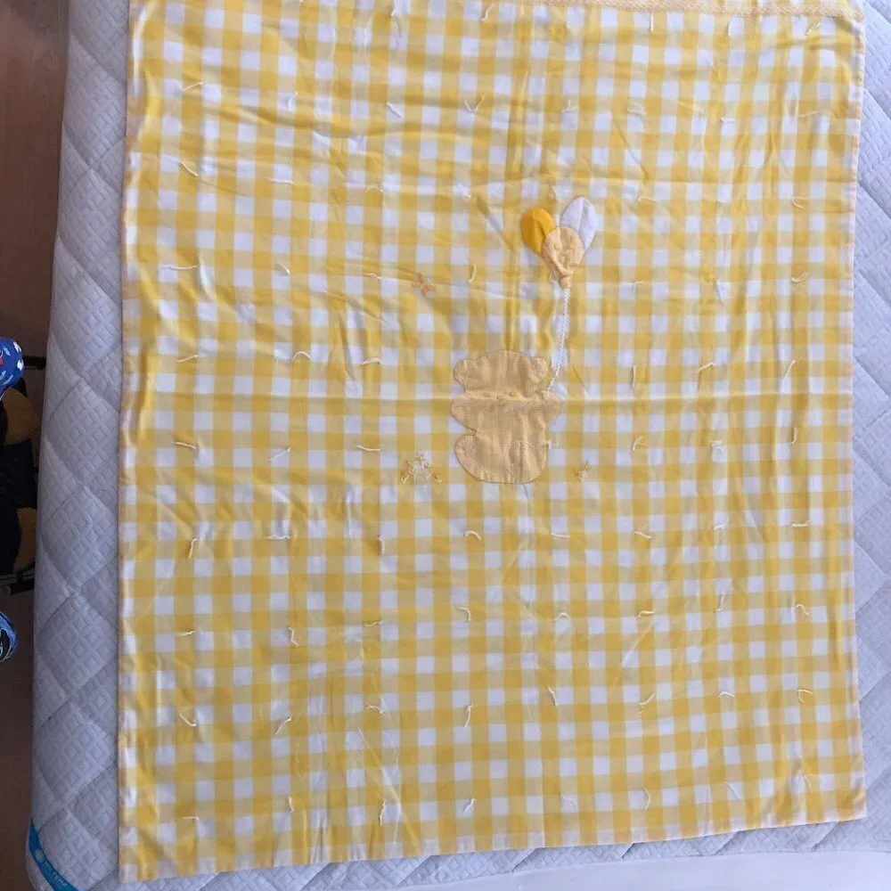 🛒 $15 Vintage Yellow Check Baby Blanket 51